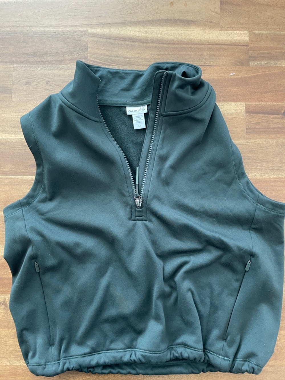 Athleta Forest Green Sleeveless Zip-Front Vest